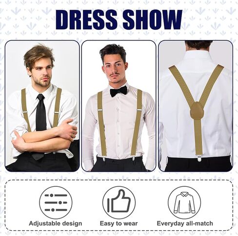 Mens Braces, Mens Suspenders with Strong Metal Clips, 3.5cm Wide Heavy Duty Suspenders, Adjustable Elastic Suspenders in Saudi Arabia