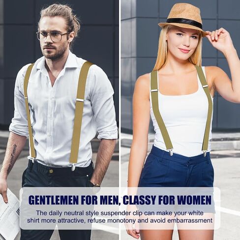 Mens Braces, Mens Suspenders with Strong Metal Clips, 3.5cm Wide Heavy Duty Suspenders, Adjustable Elastic Suspenders in Saudi Arabia