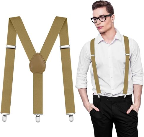 Mens Braces, Mens Suspenders with Strong Metal Clips, 3.5cm Wide Heavy Duty Suspenders, Adjustable Elastic Suspenders in Saudi Arabia