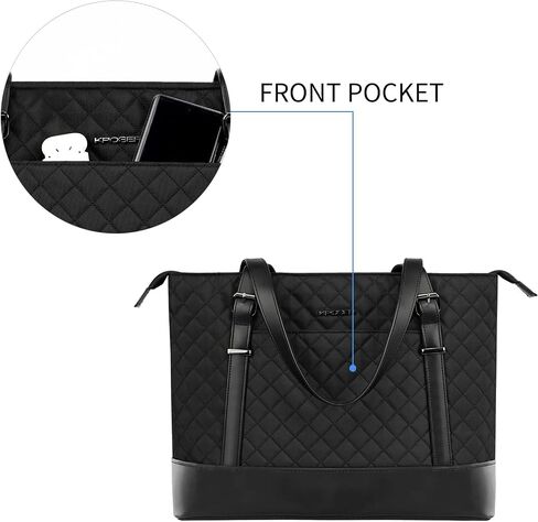 KROSER Laptop Tote Bag 15.6 Inch with USB Port, Large Work Tote Bag Computer Shoulder Bag for Women, Laptop Carrying Case Stylish Handbag Gift for Office Business Travel(Haze Blue) in Kuwait