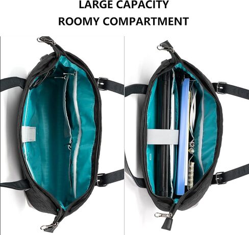 KROSER Laptop Tote Bag 15.6 Inch with USB Port, Large Work Tote Bag Computer Shoulder Bag for Women, Laptop Carrying Case Stylish Handbag Gift for Office Business Travel(Haze Blue) in Kuwait