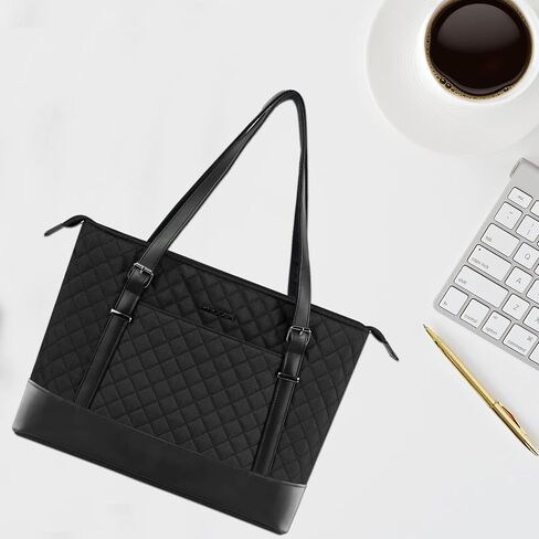 KROSER Laptop Tote Bag 15.6 Inch with USB Port, Large Work Tote Bag Computer Shoulder Bag for Women, Laptop Carrying Case Stylish Handbag Gift for Office Business Travel(Haze Blue) in Kuwait