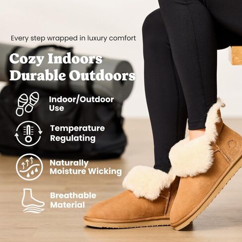 Dearfoams Fireside Genuine Shearling Fold Down حذاء نسائي شبشب in Kuwait