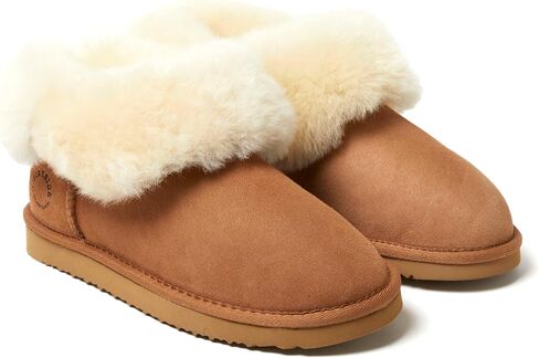 Dearfoams Fireside Genuine Shearling Fold Down حذاء نسائي شبشب in Kuwait