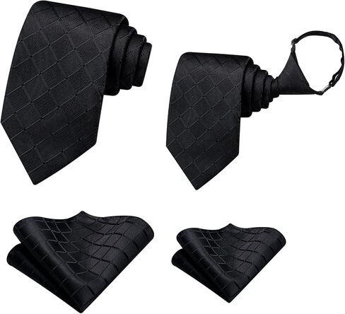 Hi-Tie Father And Son Tie Set Jacquard Woven Silk Necktie Pocket Square Set For Wedding Party Formal Dress Gifts in Saudi Arabia