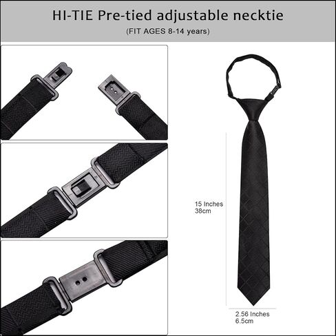 Hi-Tie Father And Son Tie Set Jacquard Woven Silk Necktie Pocket Square Set For Wedding Party Formal Dress Gifts in Saudi Arabia