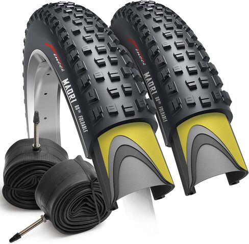 Fincci 27.5 x 2.35 Inch Foldable Mountain Bike Tire with Schrader Inner Tube – 60-584 – 60 TPI – 1mm Nylon Anti-Puncture Protection – MTB, Enduro & Hybrid Bicycle Tires – Pack of 2 in Saudi Arabia