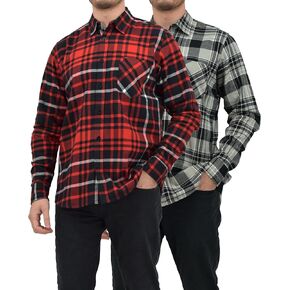 Andrew Scott Men's Button Down Regular Fit Long Sleeve Plaid Flannel Casual Shirts - Multi Packs in Kuwait