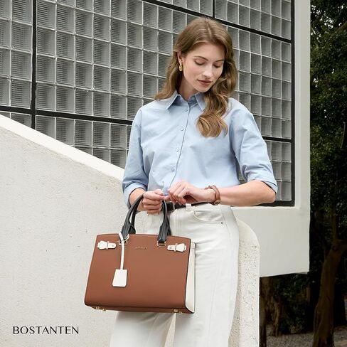 BOSTANTEN Women Leather Handbag Designer Satchel Purses Top Handle Shoulder Totes Crossbody Bag in Kuwait