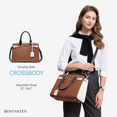 BOSTANTEN Women Leather Handbag Designer Satchel Purses Top Handle Shoulder Totes Crossbody Bag in Kuwait