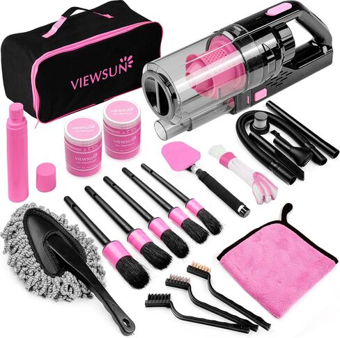 Viewsun 21PCS Car Cleaning Kit, Car Interior Detailing Kit with High Power Handheld Vacuum, Auto Detailing Drill Brush Set, Cleaning Gel, Complete Car Wash Kit Supplies for Deep Cleaning in Kuwait