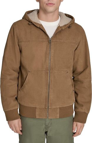 Levi's Men's Cotton Canvas Sherpa Lined Workwear Hoody Bomber Jacket, Dark Brown, 3X-Large in Saudi Arabia