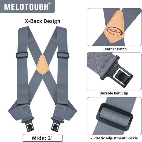MELOTOUGH Outback Side Clip Trucker Suspenders/Perry Suspenders with 2inch Width Elastic in Kuwait
