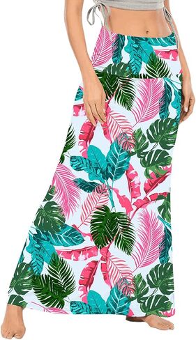LYANER Women's Casual High Waist Solid Flare Long Maxi Skirt in Kuwait