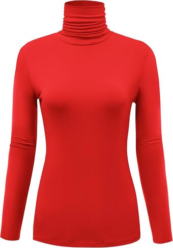 AUHEGN Women's Long Sleeve Lightweight Turtleneck Top Slim Fit Pullover T-Shirt (S-XXL) in Kuwait