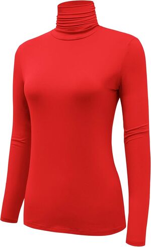 AUHEGN Women's Long Sleeve Lightweight Turtleneck Top Slim Fit Pullover T-Shirt (S-XXL) in Kuwait