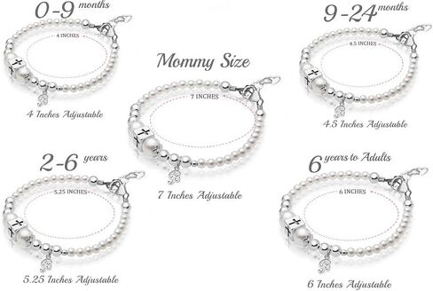 Sterling Silver Cross Charm Bracelet for Girls Christening, Baptism Gifts, Girls Jewelry with White Simulated Pearl Bracelets for Girl, Newborn, Infant, Toddler, Teens in Saudi Arabia
