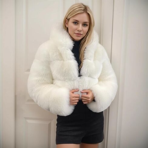 معطف نسائي فاخر بأكمام طويلة من الفرو الصناعي من Colf مع معطف شتوي دافئ بغطاء للرأس ومعاطف فرو وسترات نسائية in Kuwait