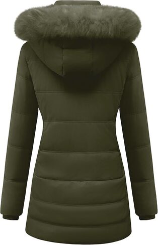 Chrisuno Women's Warm Winter Coat Velvet Puffer Jacket Quilted Faux Fur Hood in Kuwait