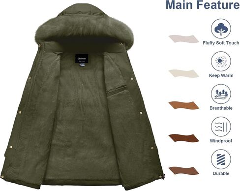 Chrisuno Women's Warm Winter Coat Velvet Puffer Jacket Quilted Faux Fur Hood in Kuwait