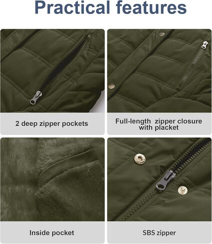 Chrisuno Women's Warm Winter Coat Velvet Puffer Jacket Quilted Faux Fur Hood in Kuwait