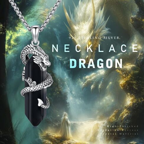 Dragon Necklace for Women Men 925 Sterling Silver Heart Crystal Dragon Pendant Necklace Dragon Jewelry Gift for Women Men Girls Dragon Lovers in Kuwait