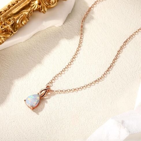 VOLUKA الأبيض النار أوبال قلادة قلادة للنساء الأحجار الكريمة جوهرة الميلاد مجوهرات هدايا للفتيات ... in Kuwait