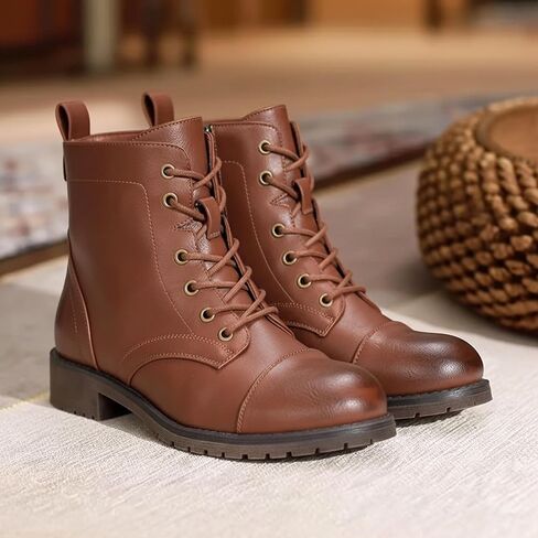 Vepose Women's Ankle Boots Lace up, Flat Fashion Combat Booties Low Heel in Saudi Arabia