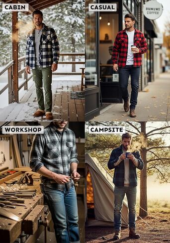 Andrew Scott Men's Button Down Regular Fit Long Sleeve Plaid Flannel Casual Shirts - Multi Packs in Kuwait