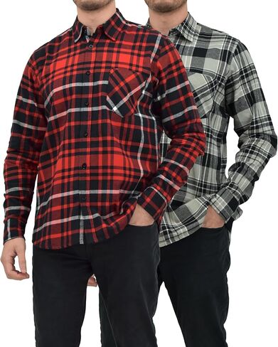Andrew Scott Men's Button Down Regular Fit Long Sleeve Plaid Flannel Casual Shirts - Multi Packs in Kuwait
