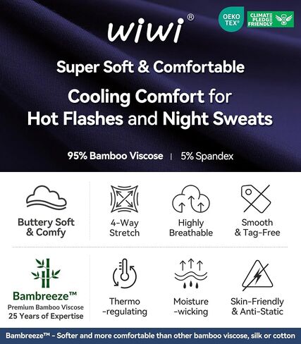 WiWi Nightgowns for Women Bamboo Viscose 3/4 Sleeve Sleepshirt Soft V-neck Nightshirts Loose Pajama Dress S-XXL in Kuwait