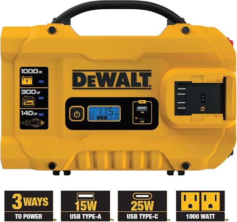 DEWALT DXAEPI140 محول الطاقة 140 واط محول السيارة: مخرج طاقة 12 فولت تيار مستمر إلى 120 فولت تيار متردد مع منافذ USB مزدوجة 3.1 أمبير in Saudi Arabia