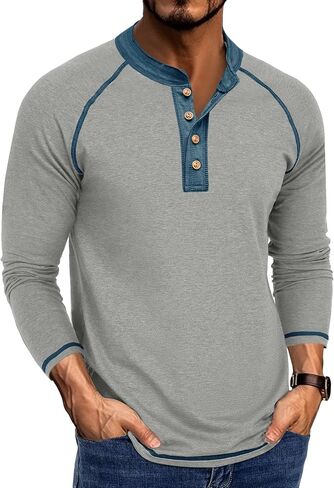 Henley Shirt Men's Summer Classic Cotton Short Sleeve Button T Shirt Casual Shirts in Saudi Arabia