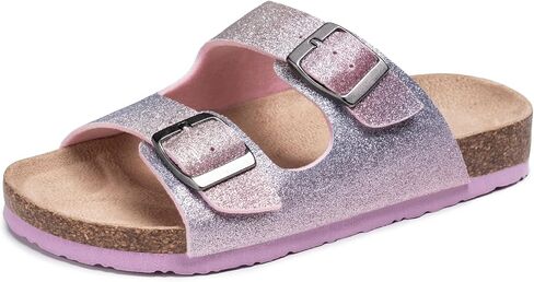 FITORY Boys Girls Glitter Slide Sandals, Cork Slipper with Adjustable Straps for Little Kid/Big Kid in Saudi Arabia