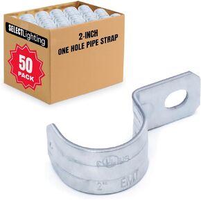 Select 100 Pack Lighting 1 Hole 1/2 Inch Rigid Pipe Straps for EMT, Heavy-Duty Zinc-Plated Steel Clips with Reinforced Rib, Conduit Strap for Pipes, Cables, and Tubes, Snap-On Installation in Saudi Arabia