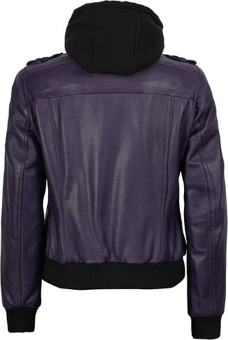 fjackets Womens Leather Jacket - Real Lambksin Bomber Leather Jacket Women With Removable Hood in Kuwait