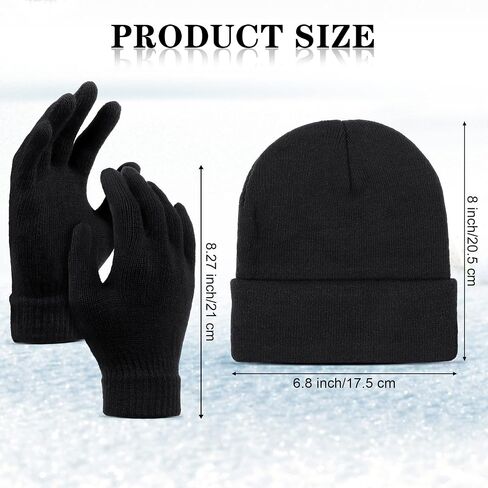URATOT 12 Pack Gloves and Beanies Magic Gloves and Knit Beanies Hats Winter Warm Gloves Hat for Men Women in Saudi Arabia