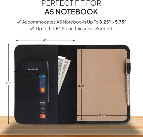 The Antiq: غطاء مجلة A5 (بني داكن)، غطاء يوميات A5، غطاء دفتر A5 Moleskine Cahier، 5.7 بوصة × 8.3 بوصة، غطاء كتيب A5، جلد A5 مخطط in Kuwait