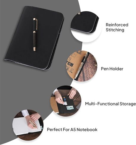 The Antiq: غطاء مجلة A5 (بني داكن)، غطاء يوميات A5، غطاء دفتر A5 Moleskine Cahier، 5.7 بوصة × 8.3 بوصة، غطاء كتيب A5، جلد A5 مخطط in Kuwait