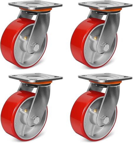 5 "x2" عجلات شديدة التحمل مجموعة من 4-4000 رطل العجلات الصناعية العجلات مع البولي يوريثان والحديد الزهر ، عجلات لوحة دوارة لشاحنات منصات ، عربات القارب U ، المعدات العسكرية (4 دوار) in Kuwait