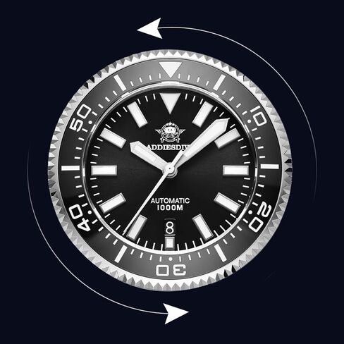 ساعة غوص ADDIESDIVE Diver 1000M للرجال 45 ملم أوتوماتيكية مع صمام عادم كريستال ياقوت صناعي مضيء in Kuwait