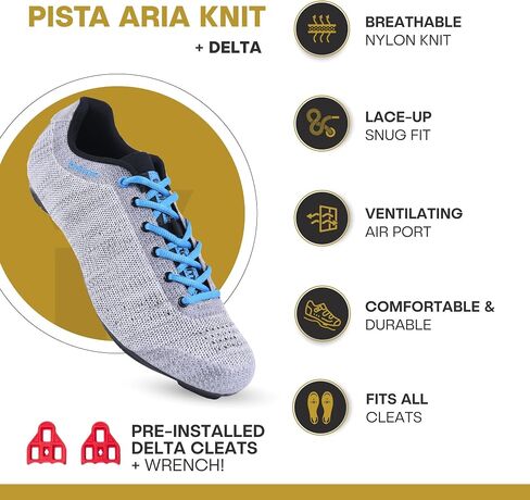 مجموعة أحذية ركوب الدراجات النسائية من Tommaso Pista Knit، أحذية جاهزة لفصل ركوب الدراجات في الأماكن المغلقة مع حذاء متوافق، مظهر دلتا، SPD - أسود، وردي، رمادي، أزرق in Kuwait
