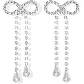 FAUTHENTICUTE Silver CZ Drop Earring for Women, Bow Drop Earrings in Saudi Arabia