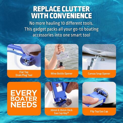 أداة القارب - تتضمن أداة القارب 10 في 1 فتاحة زجاجات البيرة والنبيذ، وصفارة الأمان، وقاطع خط الصيد، ومفتاح غطاء الغاز البحري والأدوات الأساسية الأخرى - فكرة رائعة لأصحاب القوارب in Kuwait