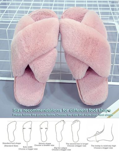 LZLER Women’s Cross Band Slippers, Soft Plush Fleece Lightweight Non Slip Open Toe Flip Flop Shoes House Indoor Outdoor Fur Fuzzy Slippers in Kuwait