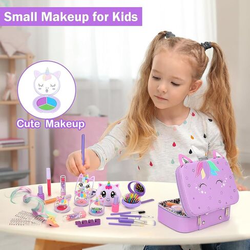 Kids Washable Makeup Girls Toys - Girls Makeup Kit for Kids Make up Set Real Makeup for Kid Little Girls Toddlers Children Princess Christmas Birthday Gifts Toys for 3 4 5 6 7 8 9 10 Year Old Girls in Kuwait
