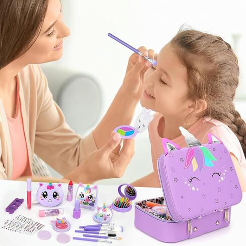 Kids Washable Makeup Girls Toys - Girls Makeup Kit for Kids Make up Set Real Makeup for Kid Little Girls Toddlers Children Princess Christmas Birthday Gifts Toys for 3 4 5 6 7 8 9 10 Year Old Girls in Kuwait