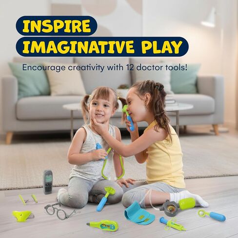 Kidzlane Doctor Kit for Kids | Kids Doctor Playset with Electronic Stethoscope | Toy Medical Kit for Kids | Pretend Play Doctor Set for Toddlers | Children's Realistic Dr. Kit with Sounds in Saudi Arabia