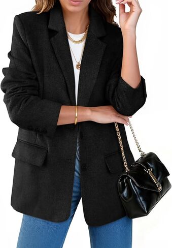 Cicy Bell Women's Woolen Blazer Jackets Casual Long Sleeve Notch Lapel Open Front Work Office Blazers in Kuwait