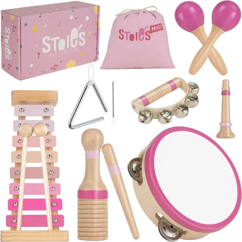 Stoie’s International Wooden Music Set, Percussion Kids Musical Instruments, Montessori Unique Play Toddler Musical Instruments for Kids Ages 3, 5, 9, 12- Baby Musical Toys, Baby Musical Instruments in Kuwait